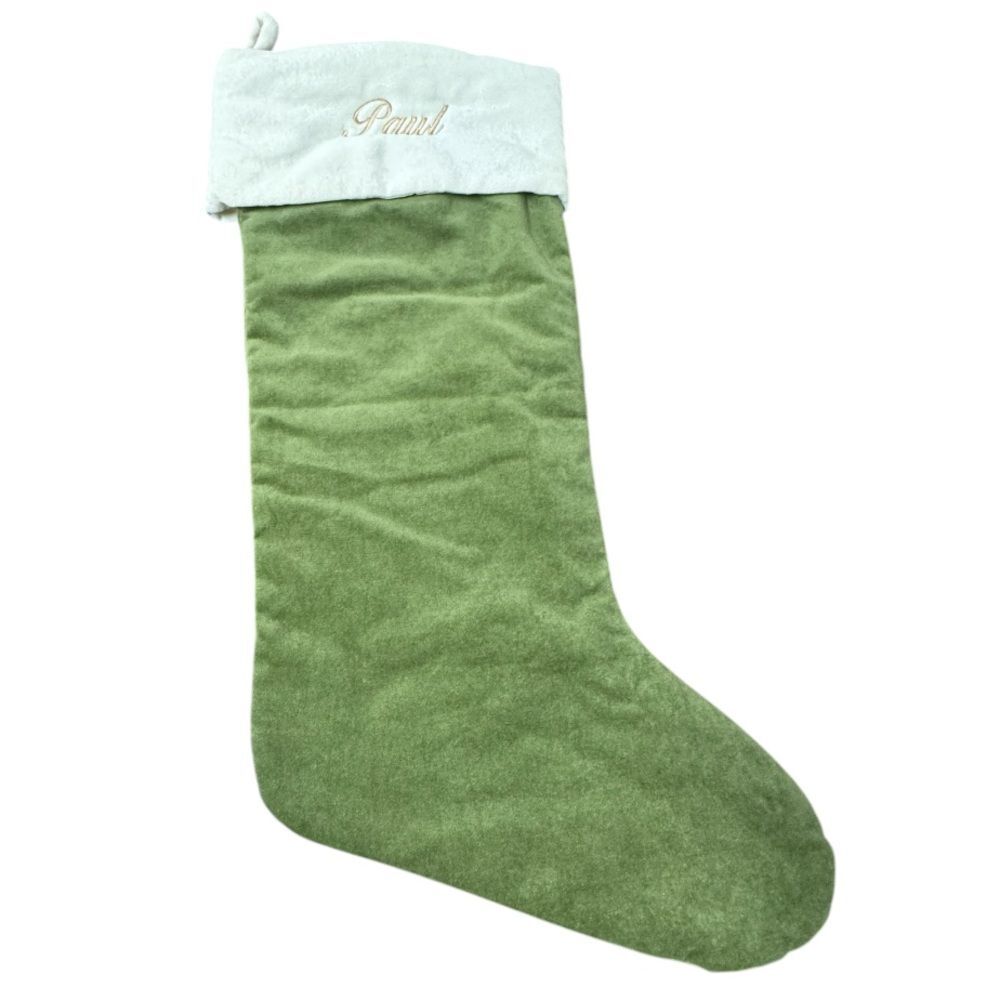Pottery Barn Green Velvet Extra Large Holiday Christmas Stocking Paul